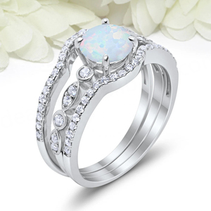 Solid 925 <b>Sterling</b> <b>Silver</b> Rhodium Plated Round Cut Cubic Zirconia Wedding <b>Ring</b> <b>Set</b> for Women Engagement Party <b>Rings</b> - Product Image 6