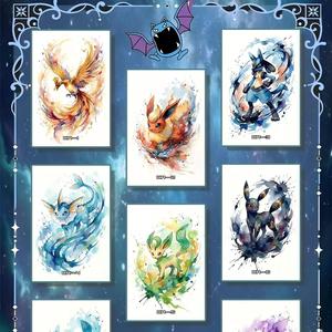 Tableau décoratif de collection en PVC DM, art animé Pokémon, figurines Pikachu, Eevee, Charizard, éco-responsable - Product Image 4