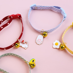 Collar para gato con accesorio de campana, hebilla de seguridad de poliéster para mascotas pequeñas, diseño floral, 17-32 cm - Product Image 3