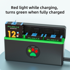 <span class=keywords><strong>Chargeur</strong></span> de batterie <span class=keywords><strong>USB</strong></span> portable PUJIMAX à 3 canaux pour caméra d'<span class=keywords><strong>action</strong></span> avec indicateur de charge, compatible avec GoPro Hero 12 11 10 9 - Product Image 3