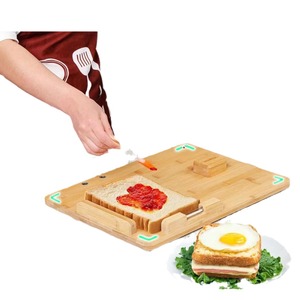 Rectangular Bamboo Cutting Board With Bread Holder Multi Functional Kitchen Chopping <b>Block</b> For Sandwich Making And Food Prep - Product Image 1