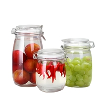 Botella de Vidrio Hermética de 500 ml, 750 ml, 1 L, 1.5 L, 2 L con Tapa de Clip, Frasco de Vidrio Hermético para Conservación de Alimentos