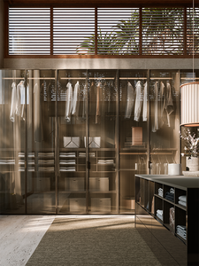 Armoire compte-gouttes murale moderne et ouverte Armoire penderie meubles de chambre à coucher Systèmes de placard Organisateur Armoire à portes coulissantes en verre - Product Image 4