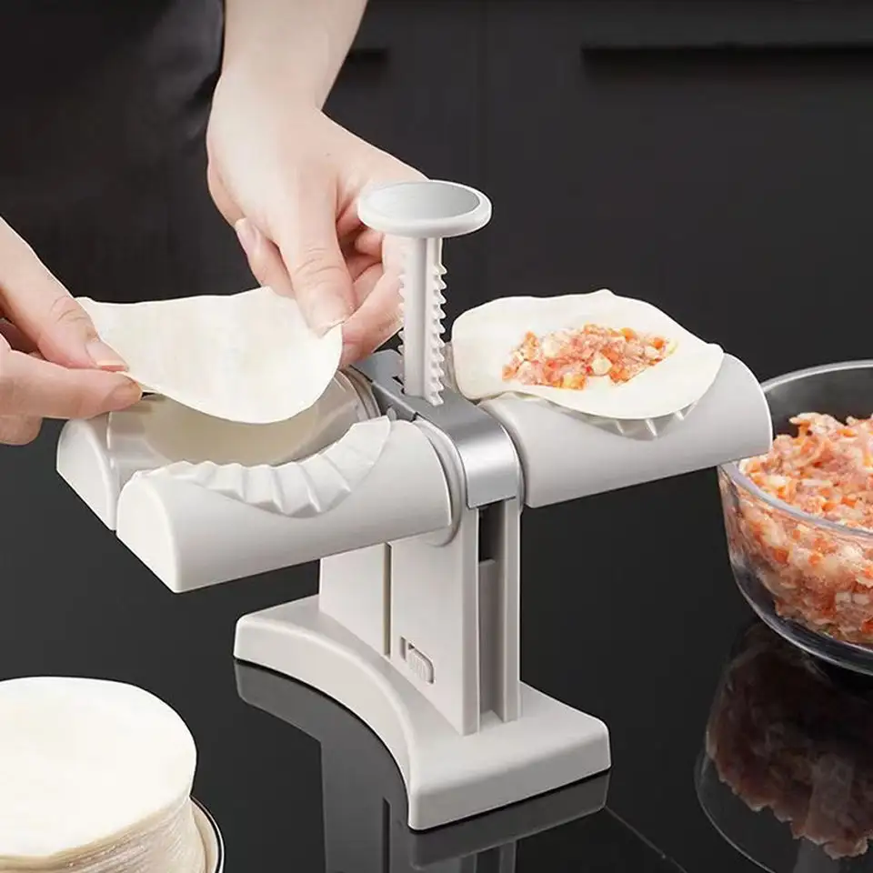 Ev çift kafa basın köfte kalıp manuel hamur makinesi küçük hamur yapma makinesi