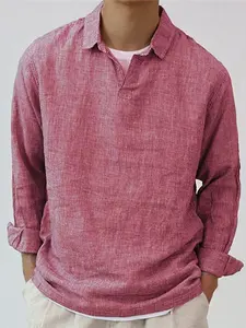 Wholesale Customization New Solid Color Cotton Casual Slim Fit Linen Men's Shirts