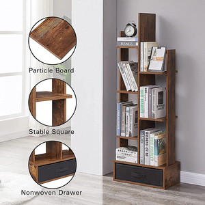 <strong>Modern</strong> Wood Open Shelf Standing Display Short Book <strong>Shelves</strong> for Bedroom Living Room Office - Product Image 4