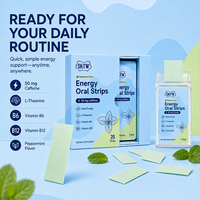 Stock OKTW Bandelettes buccales énergétiques à la caféine 50mg B6 B12, pour soutien énergétique et de la concentration, supplément à dissolution rapide