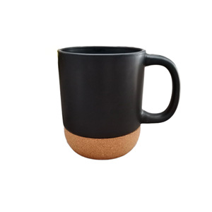 Mug en céramique noir, couleur unie, base en liège, isolation thermique, tasse individuelle, cadeau d'affaires - Product Image 5