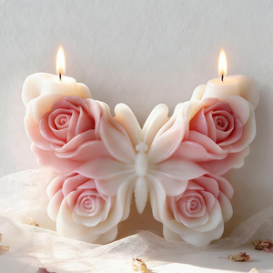 New Design Large Size Food Grade Eco-Friendly Rose Flower Butterfly Silicone <b>Candle</b> <b>Molds</b> Dishwasher Safe - Product Image 3