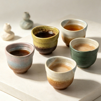 Tasses en grès de style minimaliste sans anse, multicolores rustiques, pour café, vaisselle, thé de l'après-midi et coffret cadeau