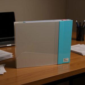 Four Hole Folder 6U A4 Clear Plastic With Blue Side Panel For Office Use - Product Image 3