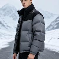 Veste d'hiver pour homme à col montant, fermeture éclair sur le devant, unie, décontractée, imperméable et respirante
