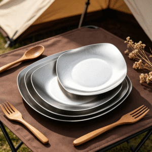 FLEY Assiette peu profonde irrégulière en acier inoxydable 304 de style coréen, moderne et minimaliste, pour restes et assaisonnements de barbecue - Product Image 1