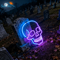 Lampu Neon tengkorak USB dapat diredupkan luar ruangan untuk pesta rumah Mancave Bar permainan ruang Festival tanda Elektronik Halloween