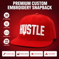 Casquette Snapback Unisexe Formelle 5 Panneaux en Sergé de Coton Structuré avec Broderie 3D en Relief Personnalisée Rouge Promotionnelle en Gros MOQ 20