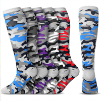 Chaussettes de football montantes personnalisées pour jeunes, motif camouflage, confortables, respirantes, antidérapantes, faible MOQ, logo OEM, pour équipes sportives