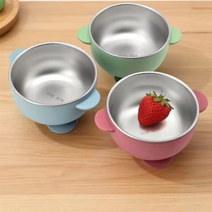 Tazón Económico de Acero Inoxidable con Asa y Base de Silicona con Succión para Niños, para Ensaladas, Cereales, Arroz, con Logotipo Personalizado, Apto para Lavavajillas - Product Image 4