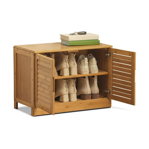 Bamboo <b>Shoe</b> <b>Rack</b> Two Layer <b>Storage</b> Cabinet Natural Color Modern Asian Design Freestanding Living Room Furniture - Product Image 1
