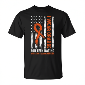 Camiseta Naranja con Lazo para Adolescentes, Ropa Promocional para la Concientización sobre la Violencia en las Relaciones de Pareja - Product Image 3