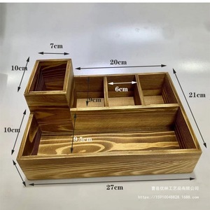 Caja organizadora de escritorio de madera con compartimento para tiza, para uso en aulas y oficinas, forma rectangular, montaje en mesa - Product Image 2