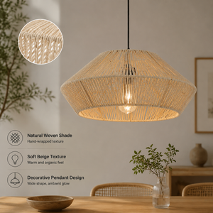 Wabi Sabi Pendant <b>Light</b> Japanese Style Natural Woven Paper Rope Shade E27 For <b>Dining</b> Room Restaurant Home Indoor - Product Image 2