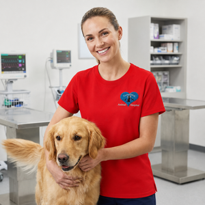 T-shirt personnalisé brodé pour réceptionniste vétérinaire, idéal pour l'été, avec logo d'hôpital vétérinaire, pour uniforme du personnel de clinique - Product Image 6