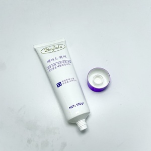 Tube cosmétique en plastique PE blanc avec bouchon à vis doré, emballage pour crème - Product Image 4