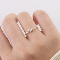 Classique Brillant Beaux Bijoux Plaqué Or 14 Carats Argent Sterling 925 Bague de Mariage Moissanite en Grappe pour Femmes