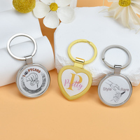 Porte-clés personnalisé avec logo imprimé, plaqué or ou argent, rond ou en forme de cœur, en métal, pour cadeau promotionnel d'entreprise