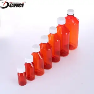 زجاجات أدوية بلاستيكية سائلة للحيوانات الأليفة زجاجات بلاستيكية 12 أونصة مع أغطية زجاجات أدوية بيضاوية