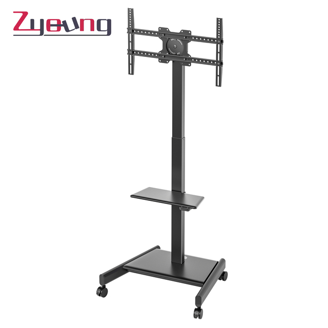 Mobile TV Mount&Cart Tilt Rotation Height Adjustable TV Trolley Cart Pedestal Stand