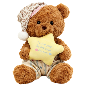 Orsetto di peluche Duo Buonanotte in due misure, Orso Luna Grande e Orso Stella Piccolo, Giocattolo confortevole per tutte le età con pelliccia morbida e riccia - Product Image 3