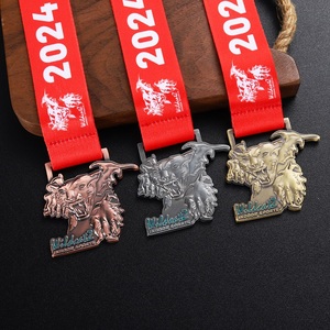 Médailles de sport de fitness de défi de musculation personnalisées en alliage de zinc métallique antique avec logo 3D en laiton et cordon - Product Image 4