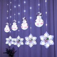 LED Weihnachtsdekoration Lichtvorhang mit Stern, Mond, Weihnachtsmann und Schneeflocke für Fenster, Ramadan und Weihnachten Heimdekoration