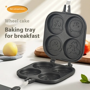 Sartén para panqueques con rueda cuadrada de cuatro agujeros de doble cara moderna del fabricante, sartén multifuncional de Metal antiadherente para freír el desayuno - Product Image 3