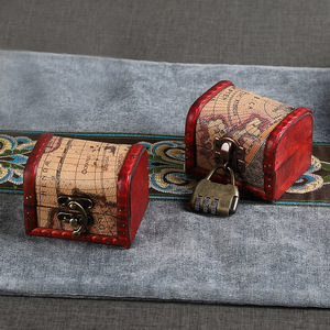 Mystic Arts Vintage Wooden Storage Box Mini Flip Lid <b>Map</b> Pattern Jewelry Desktop Organizer 6036J - Product Image 3