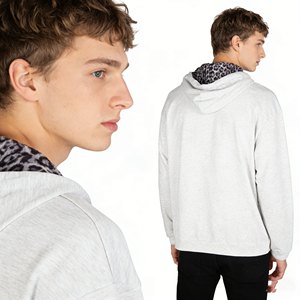 Sudadera con capucha para hombre, personalizada, de bajo costo, de algodón, felpa francesa y forro polar, con cremallera y bloques de color de leopardo, ropa para hombre. - Product Image 3