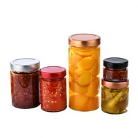 Botol Penyimpanan Acar Kaca Transparan Kecil Berpenutup Tinggi, Bulat, Food Grade, Kemasan Kotak Kapasitas Besar, Segel Kedap Udara, Custom