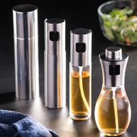 Bouteille d'huile de cuisine en acier inoxydable avec tête de pulvérisation anti-fuite, bouteille d'huile en verre à pression pour un distribution pratique d'huile et de vinaigre