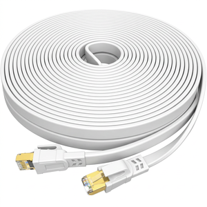Cat8 FTP Solid Flat Pure Copper Network <b>Cable</b> PVC Jacket 5m 40Gbps High Speed Ethernet D-sunty White AI Server Data - Product Image 6