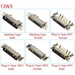 Connecteur d'alimentation haute intensité plaqué or 13w3 30A mâle/femelle, adaptateur D-Sub à souder/enfichable, prise <span class=keywords><strong>10</strong></span>+3 broches DB 13 broches - Product Image 2