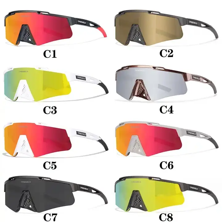 نظارات شمسية مستقطبة للرجال 2024 علامة تجارية 9406 من TWINSHIELD مناسبة للمشي لمسافات طويلة أو الجري أو الصيد أو القيادة أو الدراجة الهوائية أو الرياضة مع شعار العلامة التجارية