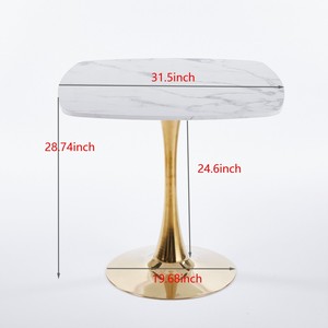 Square Dining <b>Table</b> Marble Top Golden Metal Frame Modern Design Home Furniture 2-4 Persons <b>Small</b> Space Apartment - Product Image 3