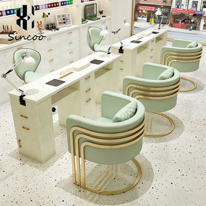 Moderna Mesa de Manicura Blanca de Madera y Metal con Silla, Set de Lujo para Salón de Belleza, Mesa de Uñas Individual, Duradera y Ecológica - Product Image 2