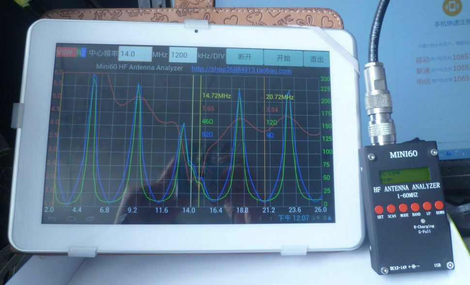 Analyseur D'Antenne SARK100 Fuhjythy 1-60 MHz - Mesure SWR, Impédance, Pour Radioamateur Ondes Courtes