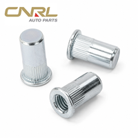 Écrou à riveter moleté à tête plate, extrémité fermée, forgé à froid, en acier au carbone, zingué nickelé, M4 M5 M6 M8 M10, qualité supérieure, durable, de précision
