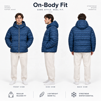 Blousons d'hiver matelassés personnalisés haut de gamme avec capuche imprimée intégrale, construction matelassée, capuche ajustable, personnalisation de la marque