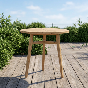 Modern <b>Round</b> <b>Wooden</b> <b>Dining</b> <b>Table</b> Scandinavian Style Stable Design for Outdoor Courtyard Use Natural Finish Home Furniture - Product Image 5