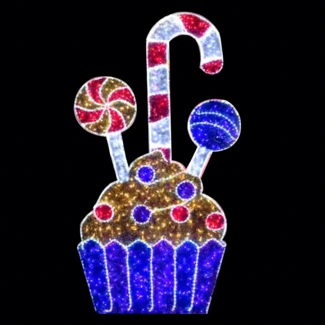 Customized IP65 Outdoor LED Illuminated Ornaments 2D Candy Cane Stick Wands Motif Light Christmas Decorations