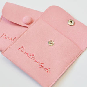 Pochette à bijoux en microfibre INFFY avec logo personnalisé imprimé, 9x10cm, petite enveloppe, sac à boucles pour boucles d'oreilles et colliers, pochette à cordon recyclable avec rabat - Product Image 5